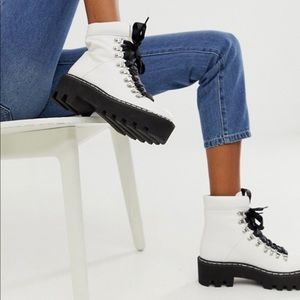 ASOS White Chunky Lace Up Hiker Boot